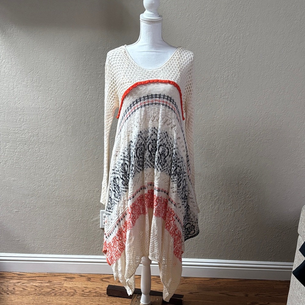 Anthropologie Sleeping on Snow Risen Sun Crochet Sweater Dress